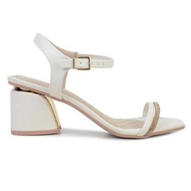 Imagem de Sandália Feminina Ramarim Coconut Branca e Dourada - 2428-Feminino