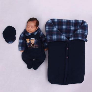 Imagem de Saida Maternidade Menino Urso Xadrez - pequeno anjo, Azul