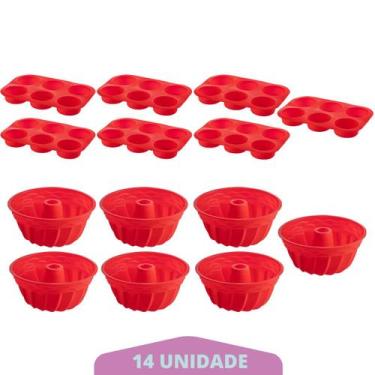 Imagem de 7 Kit Forma Cupcake + Forma Espiral Sortida Pudim Silicone - QUALITY H