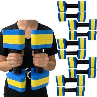 Imagem de Kit 5 Pares de Halteres Hidroginástica Em EVA 2 A 3 Kg DF4012-AZ Azul/
