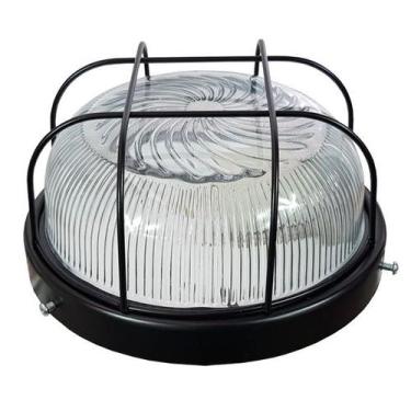 Imagem de Plafon Popular preto girasol com grade vidro transparente - CM GLASS -