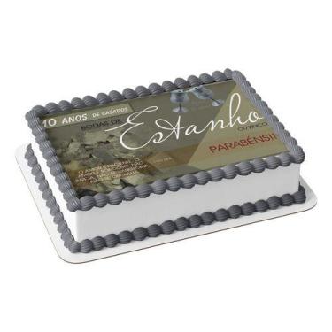 Imagem de Papel De Arroz P/ Bolo Bodas De Estanho 10 Anos De Casamento - Genéric