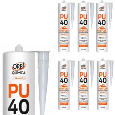 Imagem de Kit 6 Cola Pu 40 Flex Silicone Selante 380g Orbi Branco - Orbi Quimica