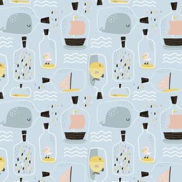 Imagem de Papel de Parede Barco Oceano Baby Infantil 57x270cm - Quartinhos