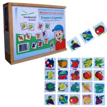 Imagem de Jogo Da Memória Infantil Educativo Frutas E Legumes Madeira - Fundamen