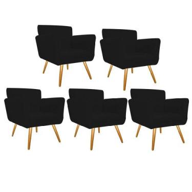 Imagem de Kit 05 Poltrona Cadeira Cloe Decorativa Recepção Sala De Estar Suede P