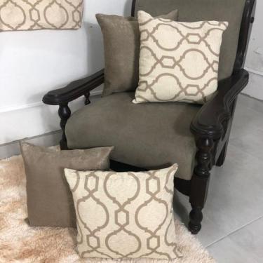 Imagem de Combo Cortina Sala Estampada 2,00x1,70m + 4 Almofadas Cheias - Angel D