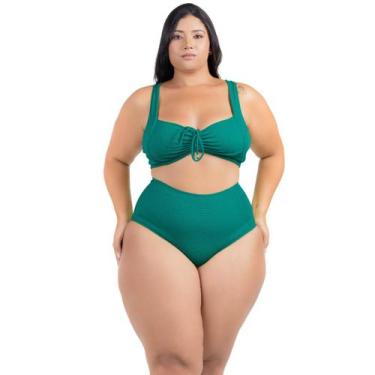 Imagem de Biquíni Plus Size Feminino Bojo Franzido Calcinha Hot Pant - HYPE MODA