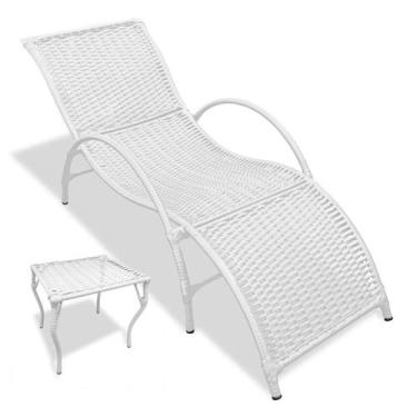 Imagem de Kit 1 Espreguiçadeira Fibra Sintética para Piscina Copacabana com Mesa