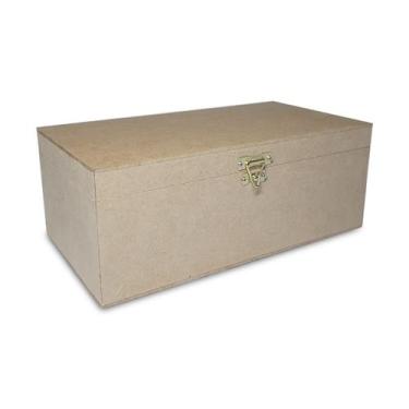 Imagem de Caixa Retangular com Dobradiça e Fecho 26x14x10 Mdf Madeira - ATACADÃO