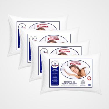 Imagem de Kit 4 Travesseiro Pluma de Ganso Ultra Macio Confortavel Descanso Anti