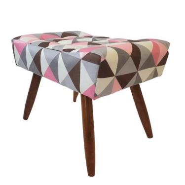 Imagem de Puff Decorativo Banqueta Retangular Pés de Madeira Palito Estampado - 