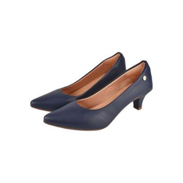 Imagem de Scarpin Feminino Social Azul Salto Bico Fino Confortável - Sacolão dos