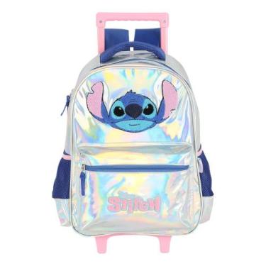 Imagem de Mochila De Rodinhas Escolar Infantil Stitch Disney Metálico - Luxcel, 
