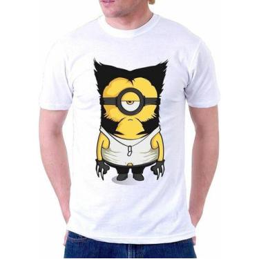 Imagem de Camiseta Minions Volverine Xmen Desenho Masculina - Tee Geek, G, Branc