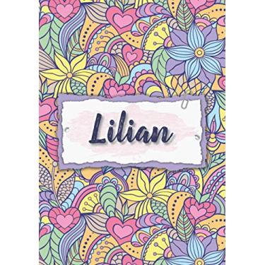 Imagem de Lilian: Notizbuch A5 | Personalisierter vorname Lilian | Geburtstagsgeschenk für Frau, Mutter, Schwester, Tochter | Design: Blumen | 120 Seiten liniert, Kleinformat A5 (14,8 x 21 cm)