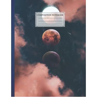 Imagem de Composition NoteBook Moon Phase 1 Size 8.5 x 11 In, 110 pages Cute Cosy Winter Vaion Christmas Skiing Village For Children Girls Boys Kids Teens Adults Gift