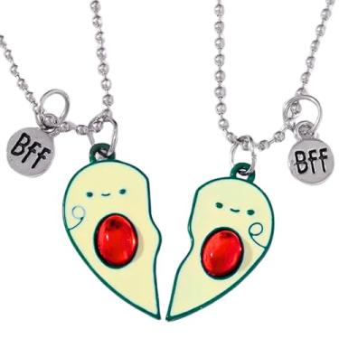 Imagem de ellifam Conjunto de 2 colares de abacate para casais, melhor amigo, para amizade, joias combinando, pingente BFF, presente vegano, colar de quebra-cabeça kawaii, fofo, divertido, Kidcore, Alt Gen Z,