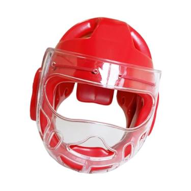 Imagem de menolana Karate chapelaria capa facial leve esportes taekwondo crianças adultos confortável kickboxing luta capacete de boxe ajustável, L