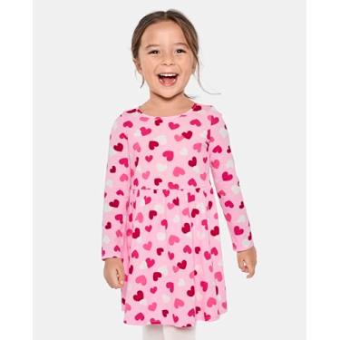 Imagem de The Children's Place Vestido moderno de manga comprida para bebês meninas e crianças pequenas, Corações, 6-9 Meses