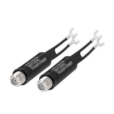 Imagem de Bingfu 75 ohm F-Type para 300 ohm Twin-Lead UHF/VHF/FM antena balun correspondente transformador conversor adaptador coaxial conector 2 unidades