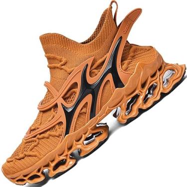 Imagem de Tênis masculino masculino Blade Tennis masculino Trail Running Athletic Fashion Shoe Masculino Preto Branco Marrom Azul Laranja Tamanho Basketball Runner, Marrom, 41