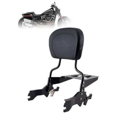 Imagem de Kinglemc Encosto de passageiro Holdfast Sissy Bar para Harley Davidson Fat Bob 114 FXFB e FXFBS modelos 2018-2023 (preto fosco)