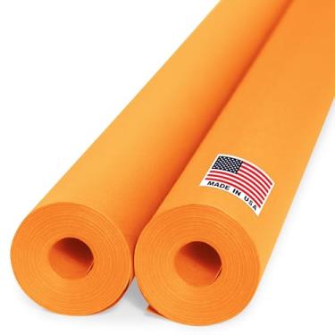 Imagem de Paclord Rolo de papel kraft laranja de 91 x 3048 cm (pacote econômico com 2), espessura de 20 kg, feito nos EUA, papel kraft colorido para escola, papel kraft de boletim – inodoro, não tóxico, seguro