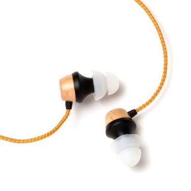 Imagem de Symphonized ALN Fones de ouvido intra-auriculares de madeira genuína premium com isolamento de ruído, fones de ouvido com microfone (faixa laranja)