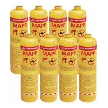 Imagem de Kit 8 Gás Mapp Pro R35539 Rothenberger Para Maçarico 400g