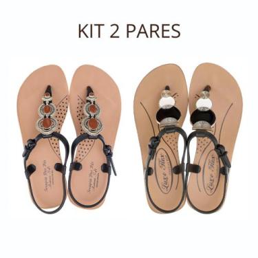 Imagem de Kit 2 Pares Sandalia Feminina Confortavel Ortopédica Terapia dos Pés, 