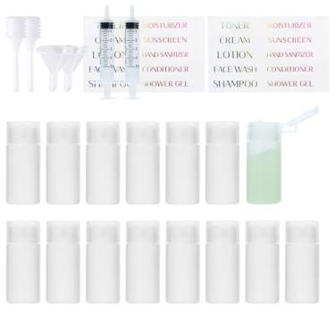 Imagem de ISHEID 15 garrafas de plástico pequenas de 30 ml para viagem, recarregáveis, vazias, para maquiagem, cosméticos, produtos de higiene pessoal