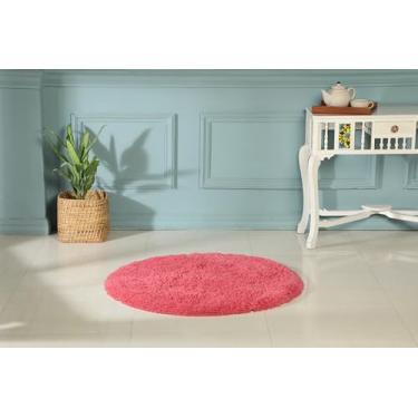 Imagem de SHIKARA Tapete de banheiro antiderrapante para banheiro (91 x 91 cm, rosa choque) absorvente de água macio algodão orgânico macio tapete de banheiro lavável à máquina tapete de banho para banheiro