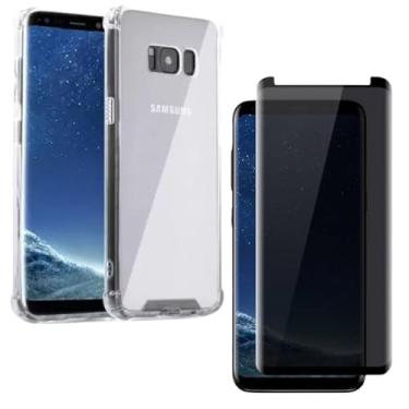 Imagem de Capa Capinha Anti Impacto + Película Privacidade 3D Para Galaxy S8 Tela De 5,8 Polegadas - (Bluepink)