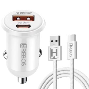 Imagem de Carregador Veicular Turbo Dual Port 20W Com Carregamento Rápido 9.1A USB 3.0 Duas Portas + Cabo Carregador Turbo Tipo C, 2 Metros - Premium Barganha Mix