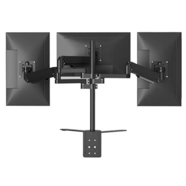 Imagem de Suporte de mesa para monitor triplo - Suporte de mesa para monitor de mola a gás totalmente ajustável com base de grampo - Serve para monitores LCD de 17 a 32 polegadas, VESA 75 x 75, suporte de