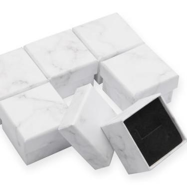 Imagem de 24 caixas de presente de joias, caixas de papelão, embalagem de almofada de espuma, caixa de presente quadrada para exibição de anel, colar, brinco (mármore)