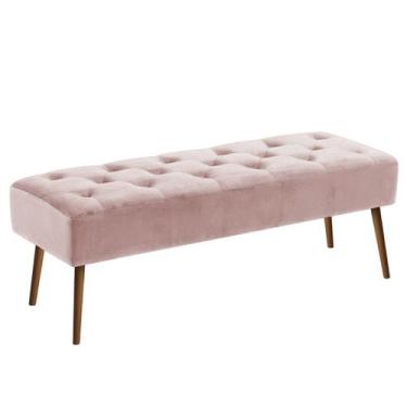 Imagem de Banco estofado Rubi 1,20m Suede Rosa Bebe - Clique Decorações
