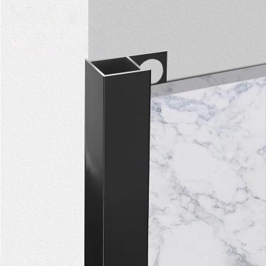 Imagem de Trilho de telha de alumínio longo 125 cm - perfil de canto de 2 peças, espessura de 8 mm / 10 mm / 12 mm / 15 mm, quadrado, anodizado, acabamento de borda de telha para uso interno, escritór