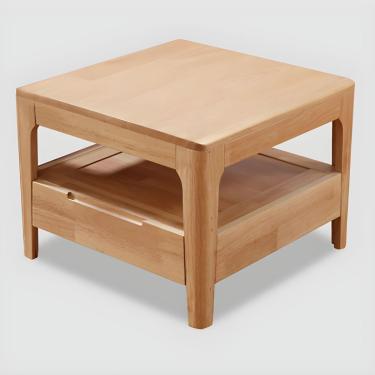 Imagem de Mesa de centro de madeira moderna com 4 pernas e armazenamento Mesa de coquetel retangular Mesa de centro com gaveta de madeira maciça nórdica Mesa de centro de armazenamento retangular Mesa