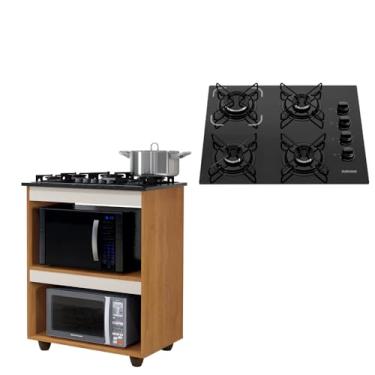Imagem de Kit Balcão Cooktop 4 Bocas Itatiaia Turim Nature/OffWhite Com 2 Espaços