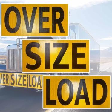 Imagem de Pacote com 3 placas de carga grandes antiarranhões para caminhões, placa magnética de carga grande, sinais de carga larga duráveis para caminhões, placa de aviso profissional grande para transporte