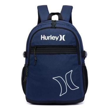 Imagem de Mochila Bolsa Hurley Azul Casual Faculdade Trabalho Resistente