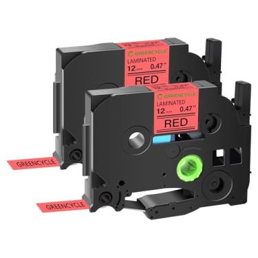 Imagem de GREENCYCLE Pacote com 2 fitas de substituição AZE 12 mm 0,47 polegadas 1/2" preto sobre vermelho laminado fita de etiqueta TZe-431 TZe431 TZ431 TZ-431 Compatível com Brother PT Cube PTD210 PTD600 PTH110 PT1230 Label Maker