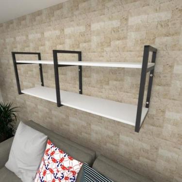 Imagem de Prateleira industrial para Sala aço cor preto prateleiras 30cm cor bra