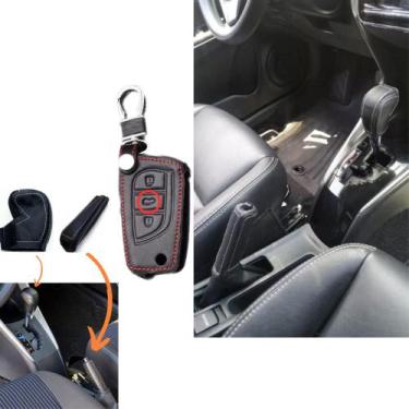 Imagem de Kit Capas Couro Câmbio Automático E Freio De Mão E Chave Canivete Yari