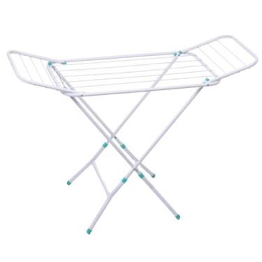 Imagem de Varal de Chão Reforçado com Abas Dobrável Retrátil Slim Cor Branco