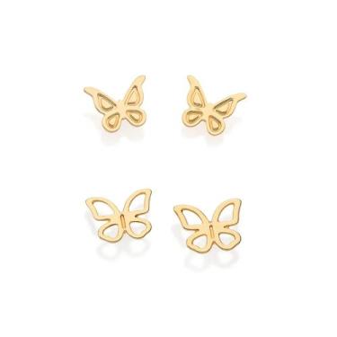 Imagem de Kit Presente Feminino Rommanel Primeiro Segundo Furo Borboletas Banhad