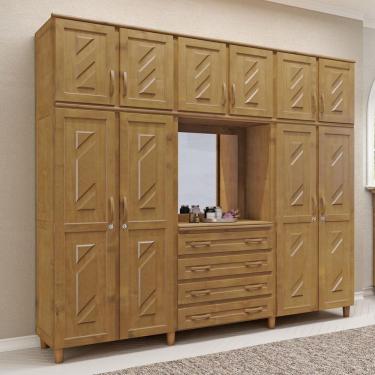 Imagem de Guarda-Roupa 10 Portas 4 Gavetas Imbuia Capelinha Madeira Pinus - Cavazotto