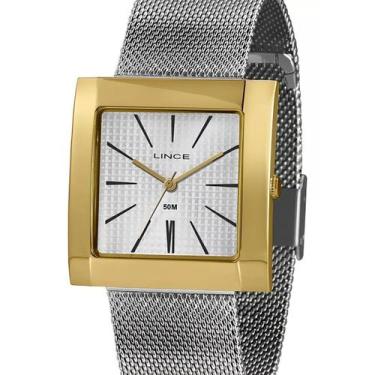 Imagem de Relógio lince feminino quadrado prata e dourado lqt4654l b1sx